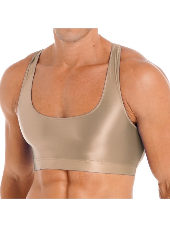 Mens Glossy Muscle Crop Tank Tops Vest Workout Bodybuilding Compression Stringer Tee Shirt Coffee L