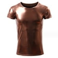 thumbnail image 1 of Alvivi Mens Metallic Short Sleeve T-shirt Tee Muscle Tops Disco Shirts Nightclub Undershirt Coffee L, 1 of 4