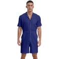 thumbnail image 1 of Alvivi Mens Short Sleeve Romper Shorts Jumpsuits Casual Front Zipper One-piece Overalls Royal Blue XL, 1 of 7