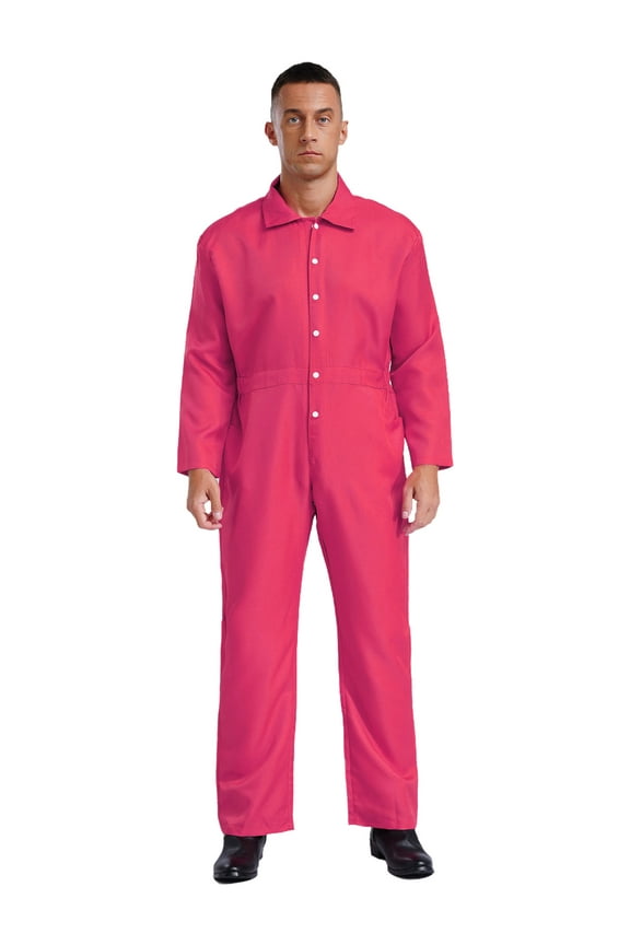Mens Wear Resistant Jumpsuit Coveralls Boiler Suit Warehouse Garages Work Overalls Hot Pink S