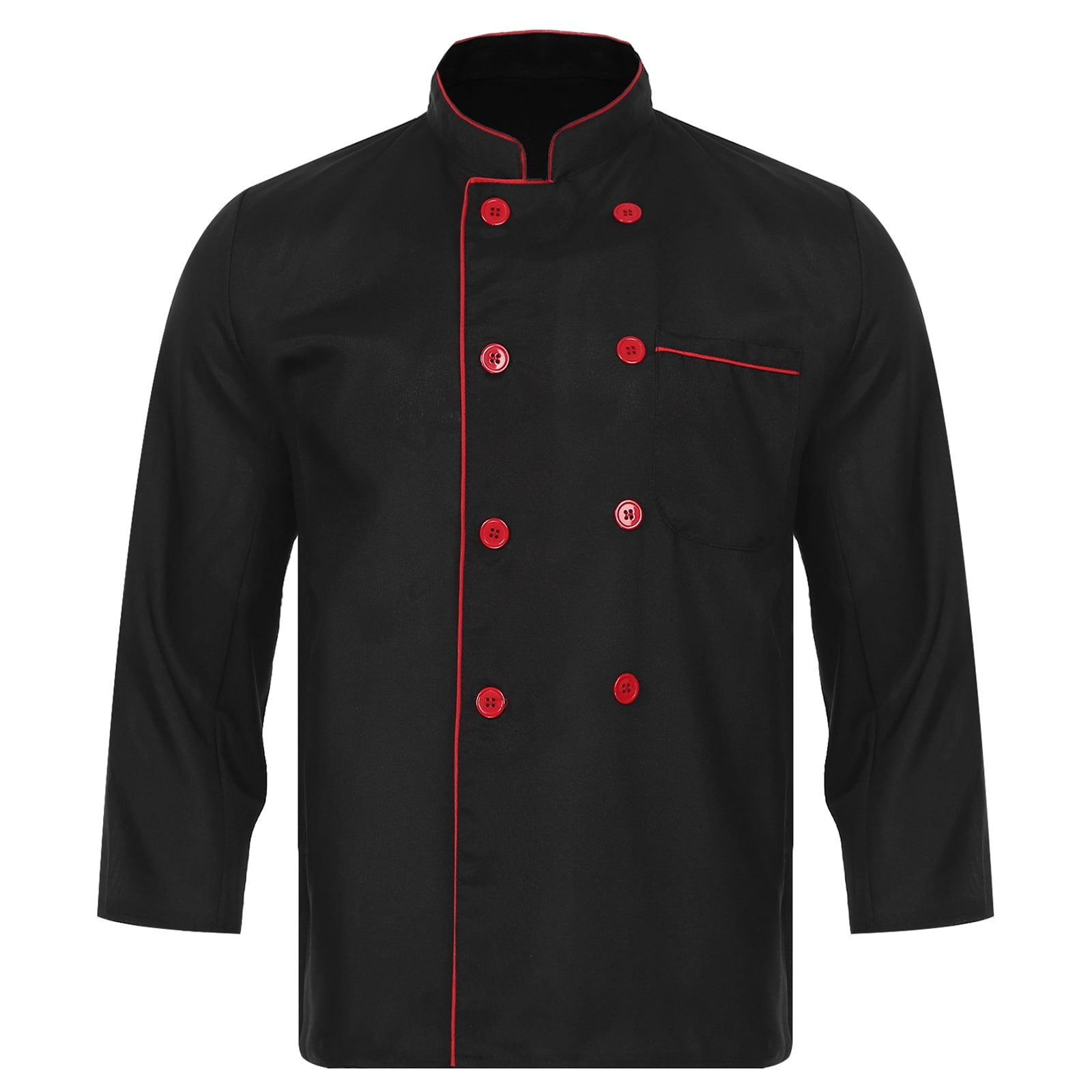 Alvivi Mens Womens DoubleBreasted Chef Jacket Stand Collar Long Sleeve