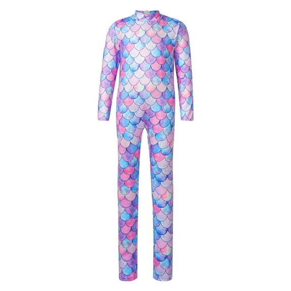 Alvivi One Piece Printed Gymnastics Leotard for Girls Stage Performance Mermaid Costume Type F 7-8