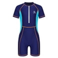 thumbnail image 1 of Alvivi Sporty Swimsuits for Boys Girls Short Sleeve Rash Guard One Piece Swimwear Wetsuits Navy Blue 11-12, 1 of 7