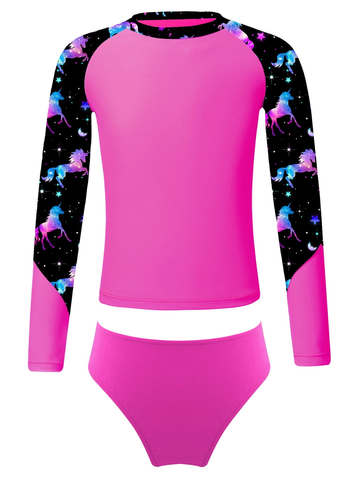 Alvivi Toddler Girl Rash Guard Long Sleeve Shirts with Bikini Bottoms