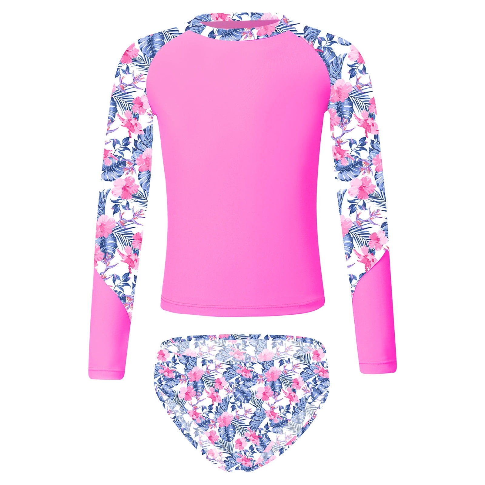 Alvivi Toddler Girl Rash Guard Long Sleeve Shirts with Bikini Bottoms