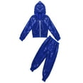 thumbnail image 1 of Alvivi Unisex Boys Girls Hip-hop Jazz Performance Costume Street Dancing Outfits Shiny Sequins Hooded Jacket Pants Set 3-14, 1 of 7