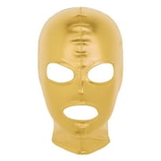 Alvivi Unisex Cosplay Face Mask Latex Shiny Metallic Open Eyes Mouth Headgear Full Face Mask Hood Gold One Size