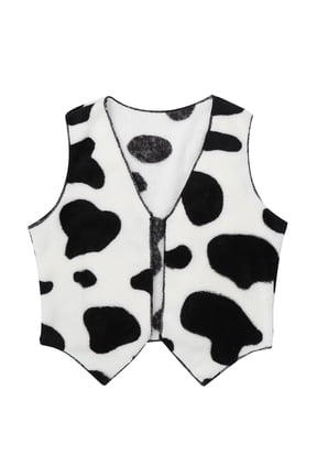 Unisex Kids Cowboy Cowgirl Fancy Dress Cow Printed Vest Waistcoat Tops