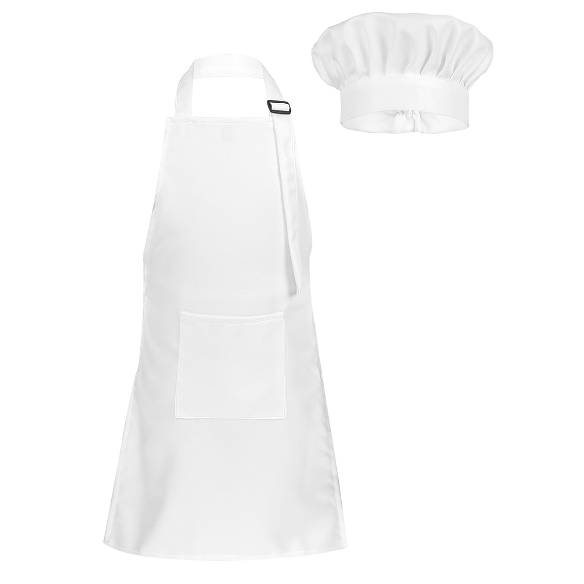 CHEFSKIN Kids Chef Apron & Hat Set – White, Real Fabric Costume For Ages 2-8 (Small)