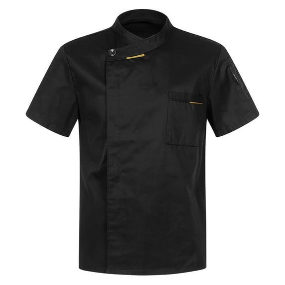 Alvivi Unisex Men Women Chef Coat Solid Classical Chef Jacket Cook Outfit Hotel Restaurant Uniform Black Short Sleeve M