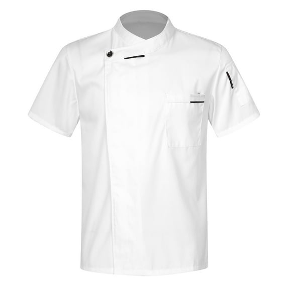 Alvivi Unisex Men Women Chef Coat Solid Classical Chef Jacket Cook Outfit Hotel Restaurant Uniform White Short Sleeve XXL