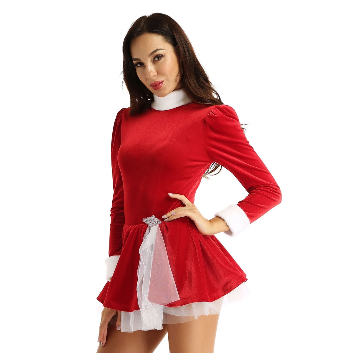 Alvivi Women Adults Christmas Dance Dress Figure Ice Skating Leotard