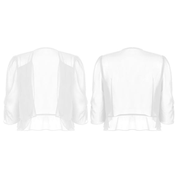 Alvivi Women Chiffon Cardigan Elegant Solid Bolero Shrug Blouse Sheer Cropped Tops S-5XL