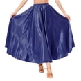 thumbnail image 1 of Alvivi Women Elastic Waistband Ruffle Maxi Skirt Swing A-line Pleated Skirts Casual Skater Navy Blue 90cm, 1 of 6