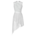 thumbnail image 1 of Alvivi Women Figure Skating Lyrical Dance Costume Rhinestone Asymmetrical Tulle Flowy Leotard Dress White L, 1 of 7