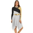 thumbnail image 1 of Alvivi Women Metallic Color Block Asymmetric Lyrical Dance Dress Praise Dance Tunic White M, 1 of 7