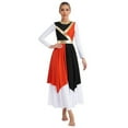 thumbnail image 1 of Alvivi Women Metallic Color Block Liturgical Dancewear Sleeveless Asymmetrical Hem Praise Dance Dress Black&Orange XXL, 1 of 7