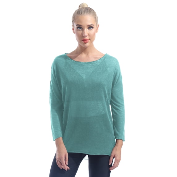 Alvivi Women See-through Long Sleeve Mesh Blouse Cover Up Tops