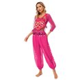 thumbnail image 1 of Alvivi Women Sequin Self-tie Back Belly Dance Crop Top Lantern Pants Bollywood Belly Dance Outfit Hot Pink One Size, 1 of 7