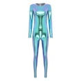 thumbnail image 1 of Alvivi Women Shiny Metallic Bodysuit  Unitard Jumpsuits Leotard Festival Costumes Blue XXL, 1 of 7