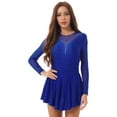 thumbnail image 1 of Alvivi Women Shiny Rhinestone Dance Leotard Dress Figure Ice Skating Performance Costume Royal_Blue XL, 1 of 6