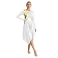 thumbnail image 1 of Alvivi Women's Asymmetrical Praise Dance Dress Long Sleeve Church Worship Performance Costume White S, 1 of 7