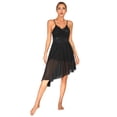 thumbnail image 1 of Alvivi Women's Dress Shiny Sequins Asymmetrical Hem Contemporary Lyrical Dance Costumes Black L, 1 of 7