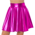 thumbnail image 1 of Alvivi Women's Glossy Metallic Flared Pleated A-Line Mini Skater Skirt Dance Wear Holographic Skirts Hot Pink XL, 1 of 6