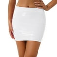 thumbnail image 1 of Alvivi Women's Glossy PVC Leather Mini Skirt Solid Color Bodycon Short Pencil Skirts White L, 1 of 7