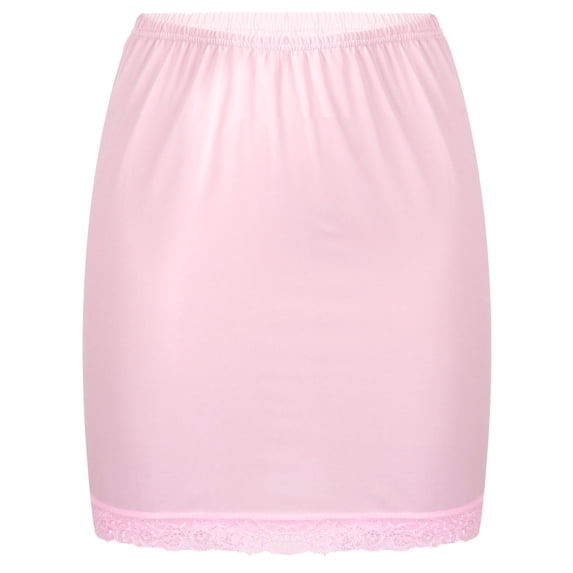 Alvivi Women's Half Slips Lace Hem Underskirt Elastic Waist Petticoat Skirt for Commuter OL Under Dress Light Pink OneSize