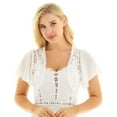 thumbnail image 1 of Alvivi Women's Lace Crochet Cardigan Ruffle Chiffon Short Sleeves Open Front Casual Bolero Shrugs White Large, 1 of 7