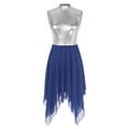 thumbnail image 1 of Alvivi Women's Lyrical Liturgical Praise Dance Wear Metallic Color Block Sleeveless Irregular Hem Dress Blue XL, 1 of 7