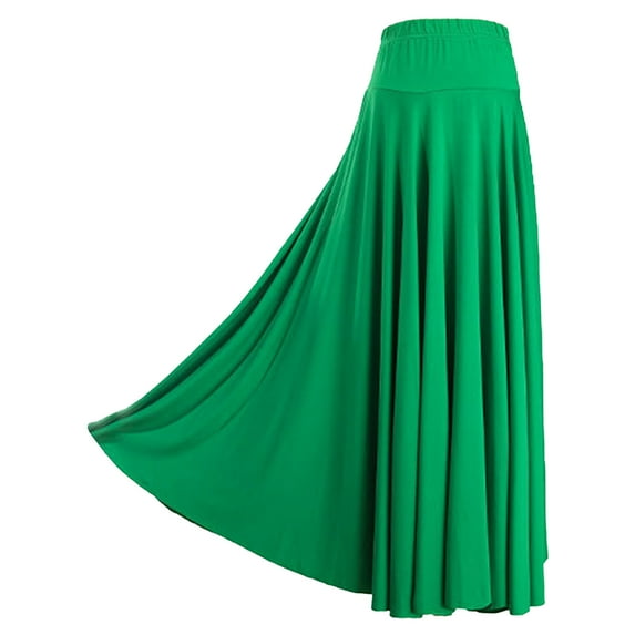 Alvivi Women's Lyrical Modern Dance Pleated Long Maxi Skirt Ballroom Dancewear Green XL