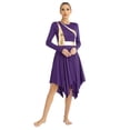thumbnail image 1 of Alvivi Women‘s Lyrical Praise Dance Dress Color Block Long Sleeve Contemporary Worship Dancewear Purple L, 1 of 7