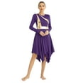 thumbnail image 1 of Alvivi Women‘s Lyrical Praise Dance Dress Color Block Long Sleeve Contemporary Worship Dancewear Purple S, 1 of 7
