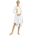 thumbnail image 1 of Alvivi Women‘s Lyrical Praise Dance Dress Color Block Long Sleeve Contemporary Worship Dancewear White XL, 1 of 7