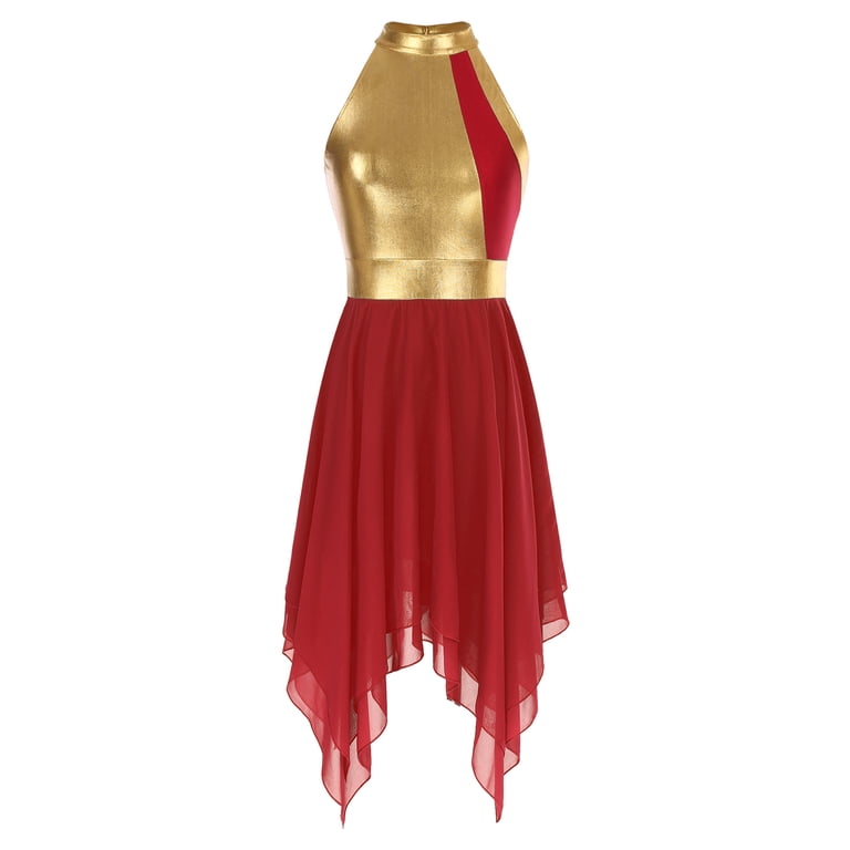 Alvivi Women's Praise Liturgical Worship Gold Color Block Dress Tunic  Dancewear Performance Costume Red S - Walmart.com