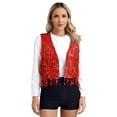 thumbnail image 1 of Alvivi Women's Sequins Fringe Vest V Neck Sleeveless Open Front Waistcoat Party Prom Clubwear Red M, 1 of 7