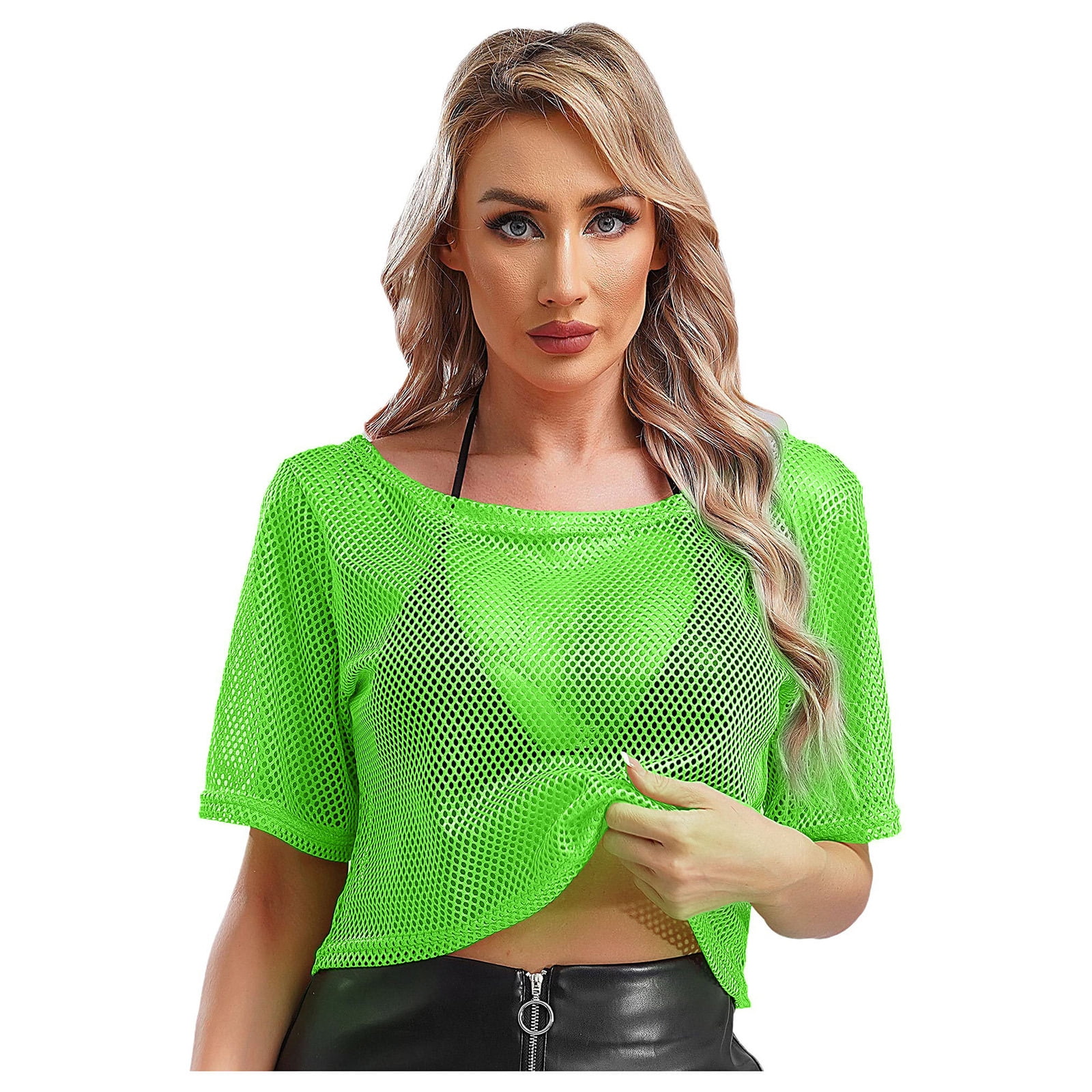 fishnet top short sleeve