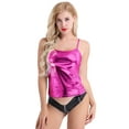 thumbnail image 1 of Alvivi Women's Shiny Metallic Liquid Camisole Tank Top Wet Look Crop Tops Shirt Clubwear Rose XL, 1 of 7