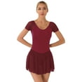 thumbnail image 1 of Alvivi Women's Short Sleeve Backless Skirted Leotards Ballet Dance Dress Gymnastics Bodysuits Burgundy XL, 1 of 7