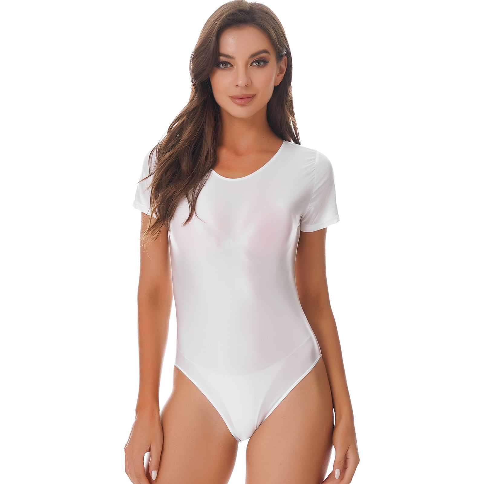 Alvivi Women's Short Sleeve High Cut Thongs Bodysuit Swimsuit