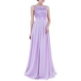 thumbnail image 1 of Alvivi Womens Embroidered Chiffon Mesh Splice Wedding Bridesmaid Prom Dress Long Maxi Evening Gown Lavender 6, 1 of 7