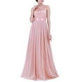 thumbnail image 1 of Alvivi Womens Embroidered Chiffon Mesh Splice Wedding Bridesmaid Prom Dress Long Maxi Evening Gown Pearl Pink 4, 1 of 7