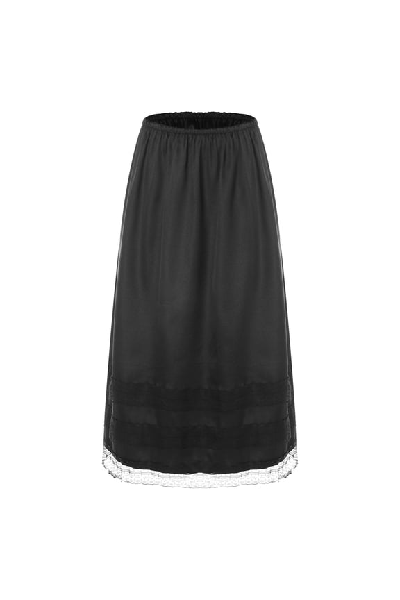 Womens Half Slips Underskirt Lace Trim Length Petticoats for Ball Gown Wedding Dress Black M