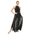 thumbnail image 1 of Alvivi Womens Lyrical Dance Rhinestones Side Split Tulle Maxi Dress Modern Dance Costume Black S, 1 of 7