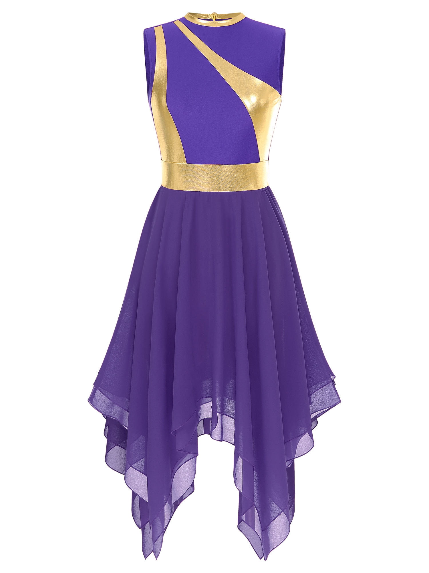 Alvivi Womens Lyrical Liturgical Praise Dance Dress Gold Color Block  Metallic Irregular Worship Costume Purple 3XL - Walmart.com