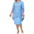 thumbnail image 1 of Alvivi Womens Mother of The Bride Formal Dress Floral Lace Bridesmaid Party Cocktail Midi Dress Light Blue XL, 1 of 4
