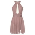 thumbnail image 1 of Alvivi Womens Rhinestone Figure Skating Dress Mesh Patchwork Ballet Leotard Lyrical Dance Costume Dusty Pink M, 1 of 5
