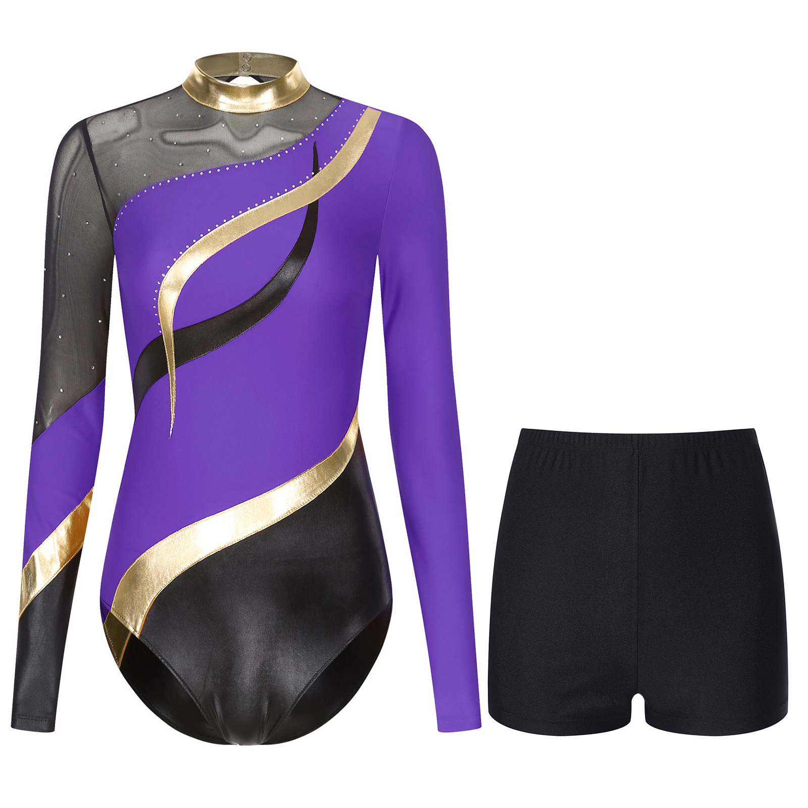 Velvet & Mesh Ballroom Practice Bodysuit Pra 141_SALE